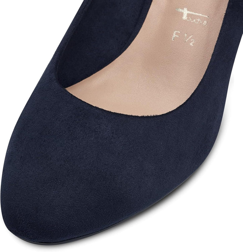 Tamaris Damen Pumps Textil Blockabsatz 35 EU Navy, 35 EU Navy