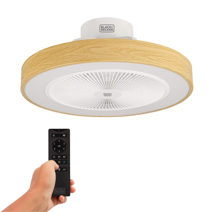 Black+Decker - Deckenventilator BXEFC60E mit LED-Licht | 49 cm | 6 Geschwindigkeiten | Dimmbares Lic