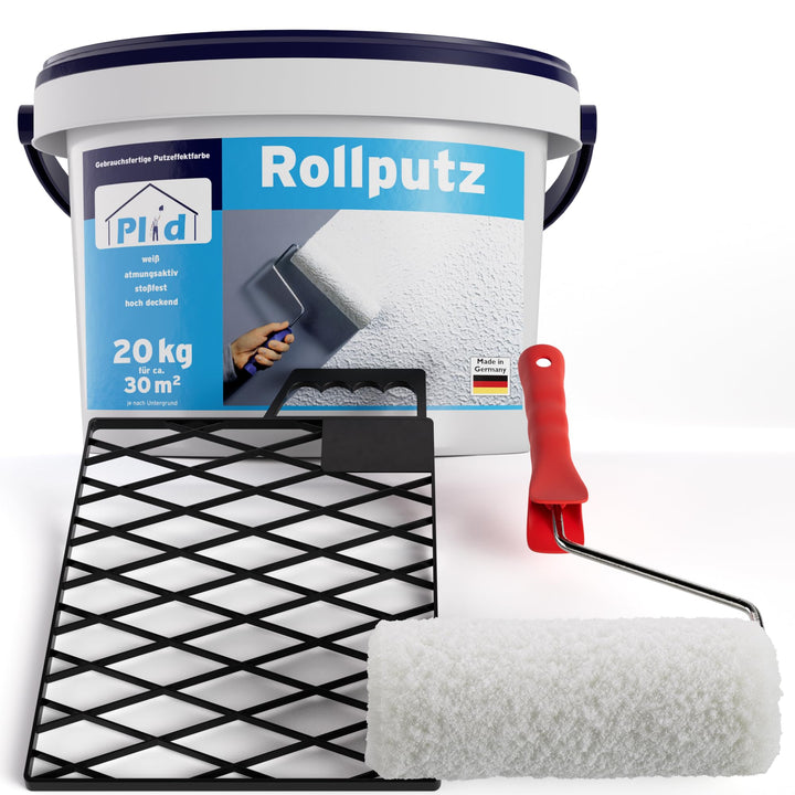 Plid® Rollputz innen & aussen fein Weiss matt [20kg Set] - atmungsaktiv hohe Deckkraft verarbeitungs