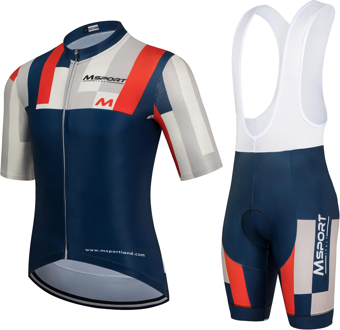 Msport Radtrikot Set Herren Kurzarm mit Sitzpolster Schnell Trocknend Atmungsaktiv Fahrradbekleidung