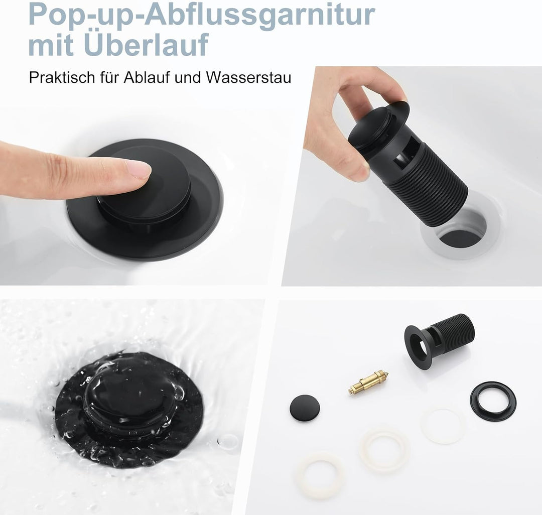 Aktines Waschtischarmatur für Badezimmer eckig, Hochdruck Einhebelmischer Armatur Wasserhahn für Was