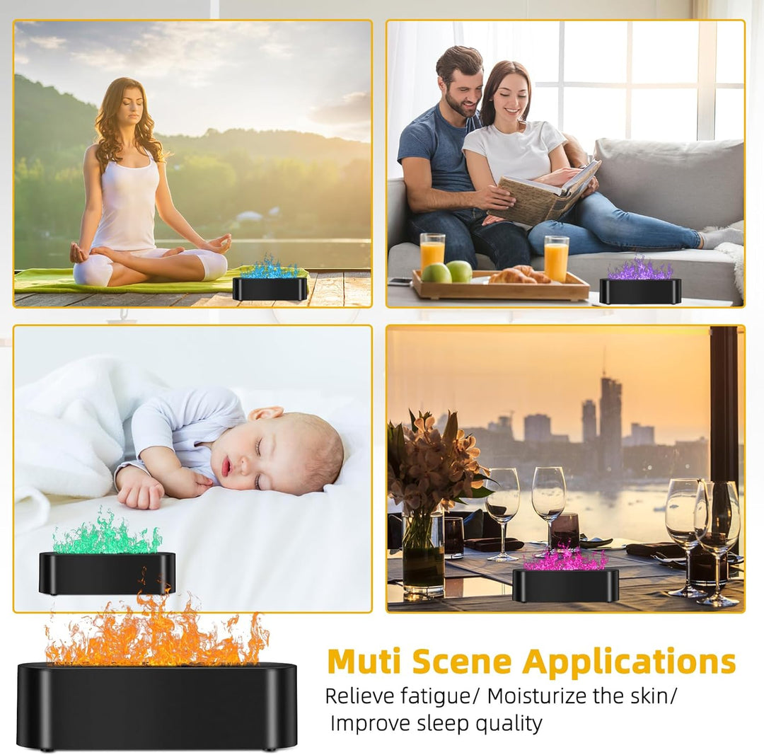 Aroma Diffuser mit Flammeneffekt, Diffusor für Ätherische Öle 150ml, Aromatherapie Luftbefeuchter mi