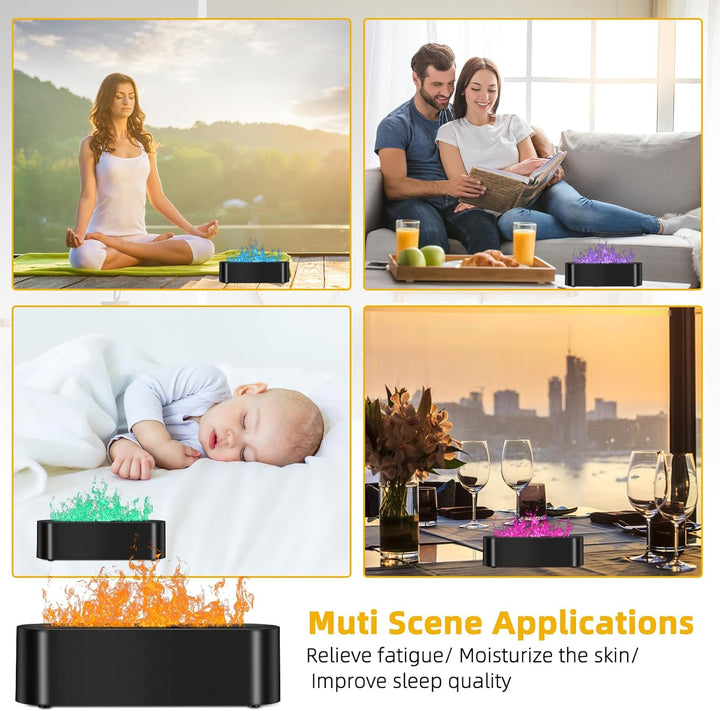 Aroma Diffuser mit Flammeneffekt, Diffusor für Ätherische Öle 150ml, Aromatherapie Luftbefeuchter mi