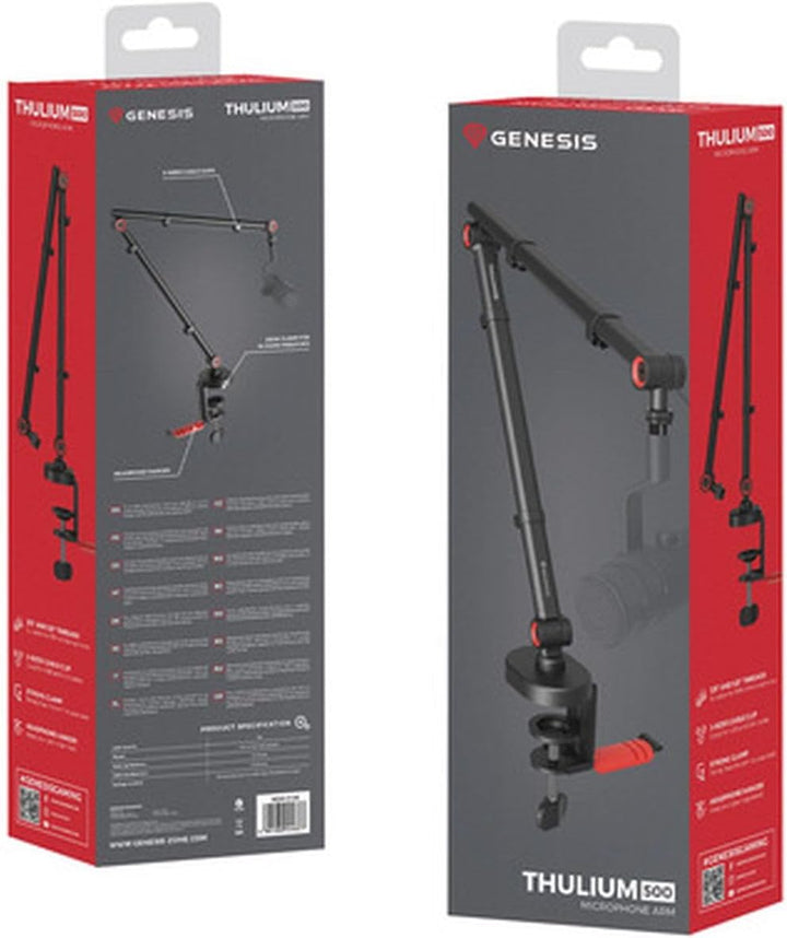 Genesis Thulium 500 Mikrofonarm – Gaming-Style & Streaming-Qualität, Universell Kompatibel mit 99% M