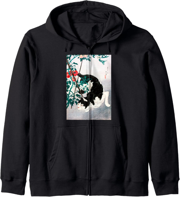 Ästhetisches japanisches Hemd im Vintage-Stil, niedliche Katzenkunst, Geschenke Kapuzenjacke