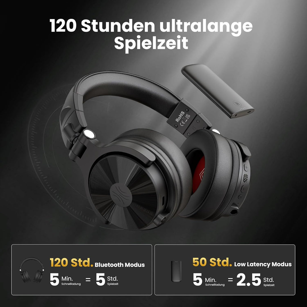 OneOdio Studio Max 1 Kabellose Over Ear DJ Kopfhörer, 120 Std. Spielzeit, 20 ms geringe Latenz, Hi-R