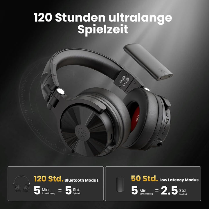 OneOdio Studio Max 1 Kabellose Over Ear DJ Kopfhörer, 120 Std. Spielzeit, 20 ms geringe Latenz, Hi-R