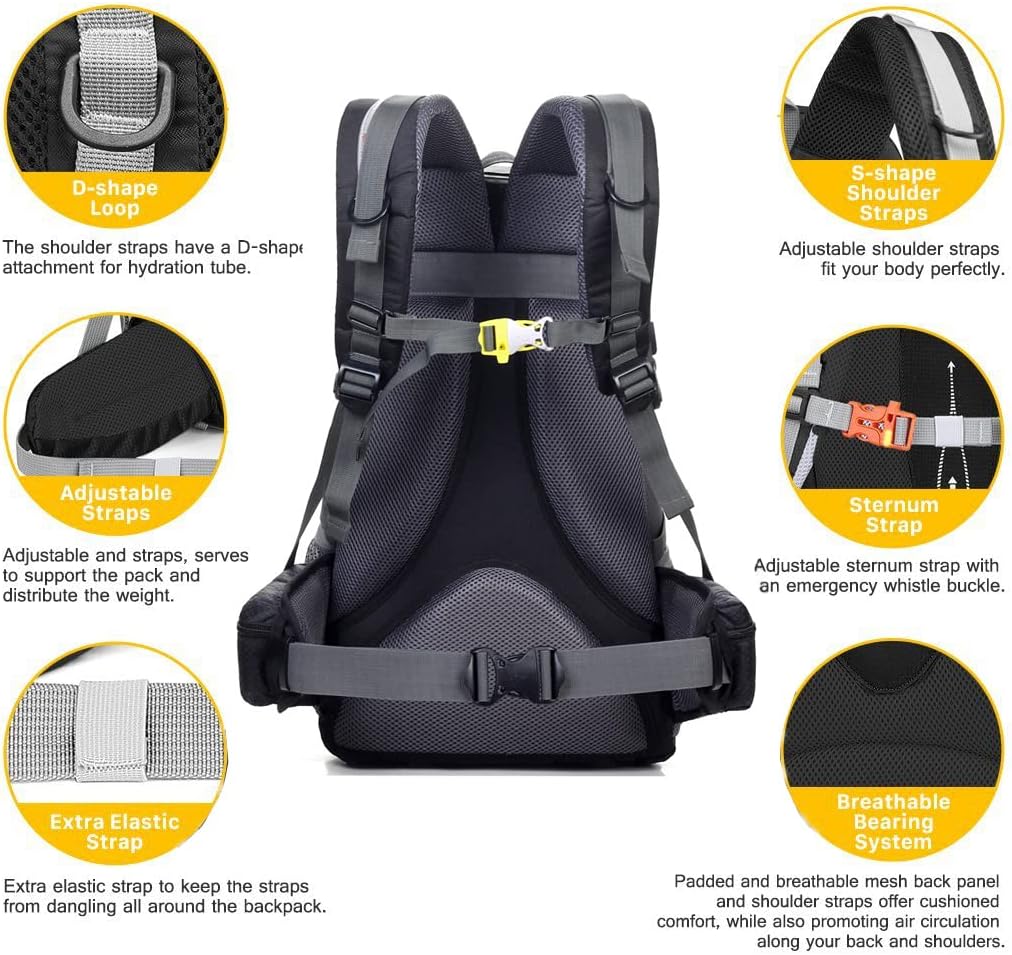 Meisohua Herren Wanderrucksack Wasserdichter Rucksack Trekkingrucksack Leicht, Erwachsene Wanderruck