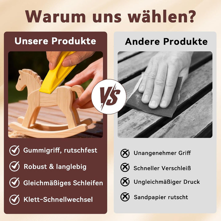 180 Stück Schleifpapier Set mit Handschleifklotz für Mini-Detailschleifer