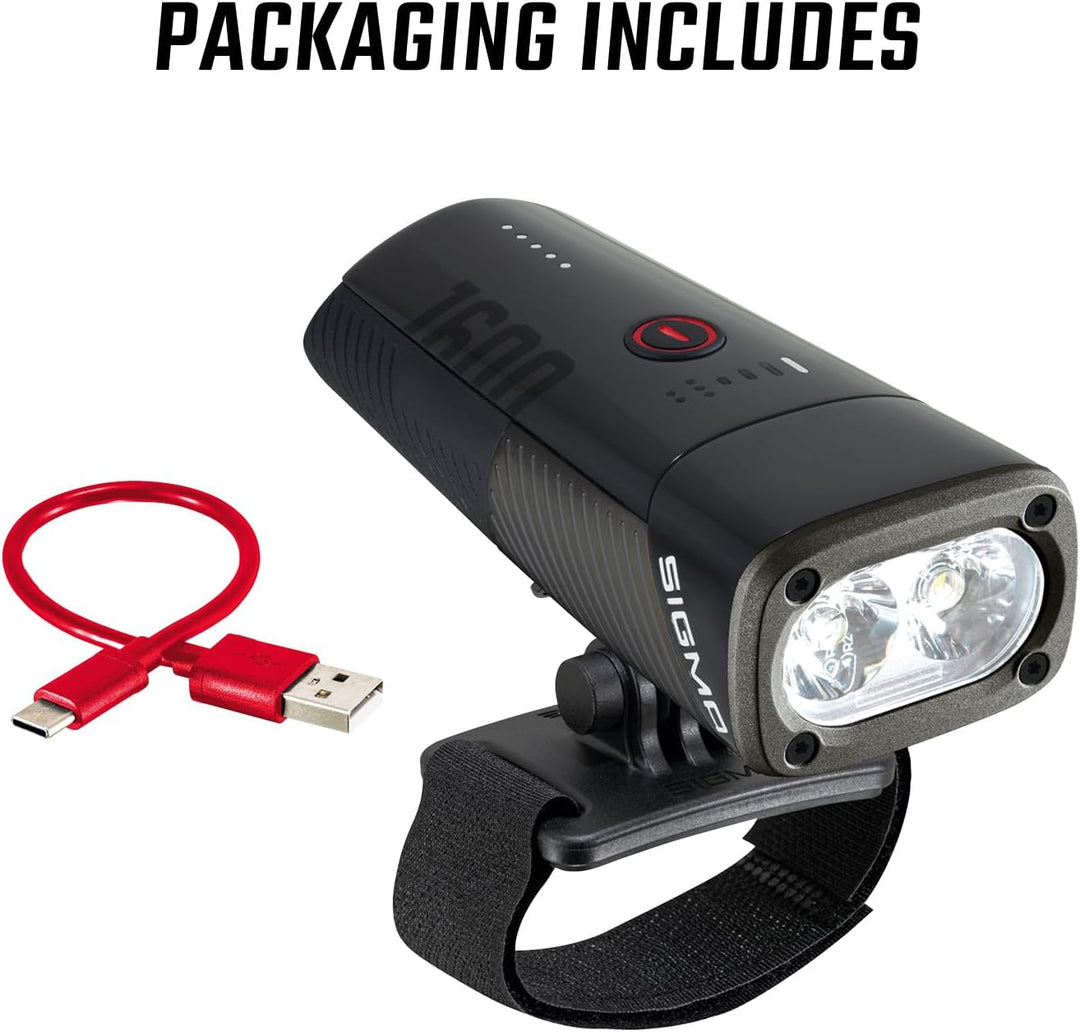 SIGMA Buster 1600HL | Helmlicht mit 1600 Lumen | Wiederaufladbares Helmlicht mit 6 Leuchtmodi |Hervo