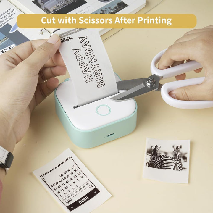 Memoking Grün T02 Mini Drucker Mini Thermodrucker Aufkleberdrucker