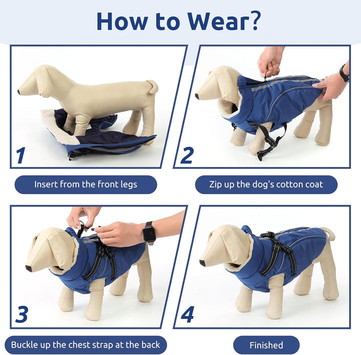 Hundemantel Hundejacke Warm Wintermantel mit Reissverschluss Winddichte & Winddichte mit Reflektorst