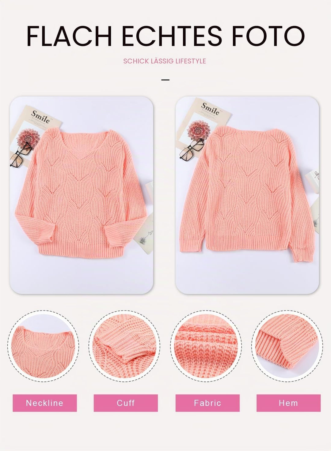 Dokotoo Damen Strickpullover Elegant Rundhals Pullover Herbst Winter Einfarbiger Pulli Oberteil Swea