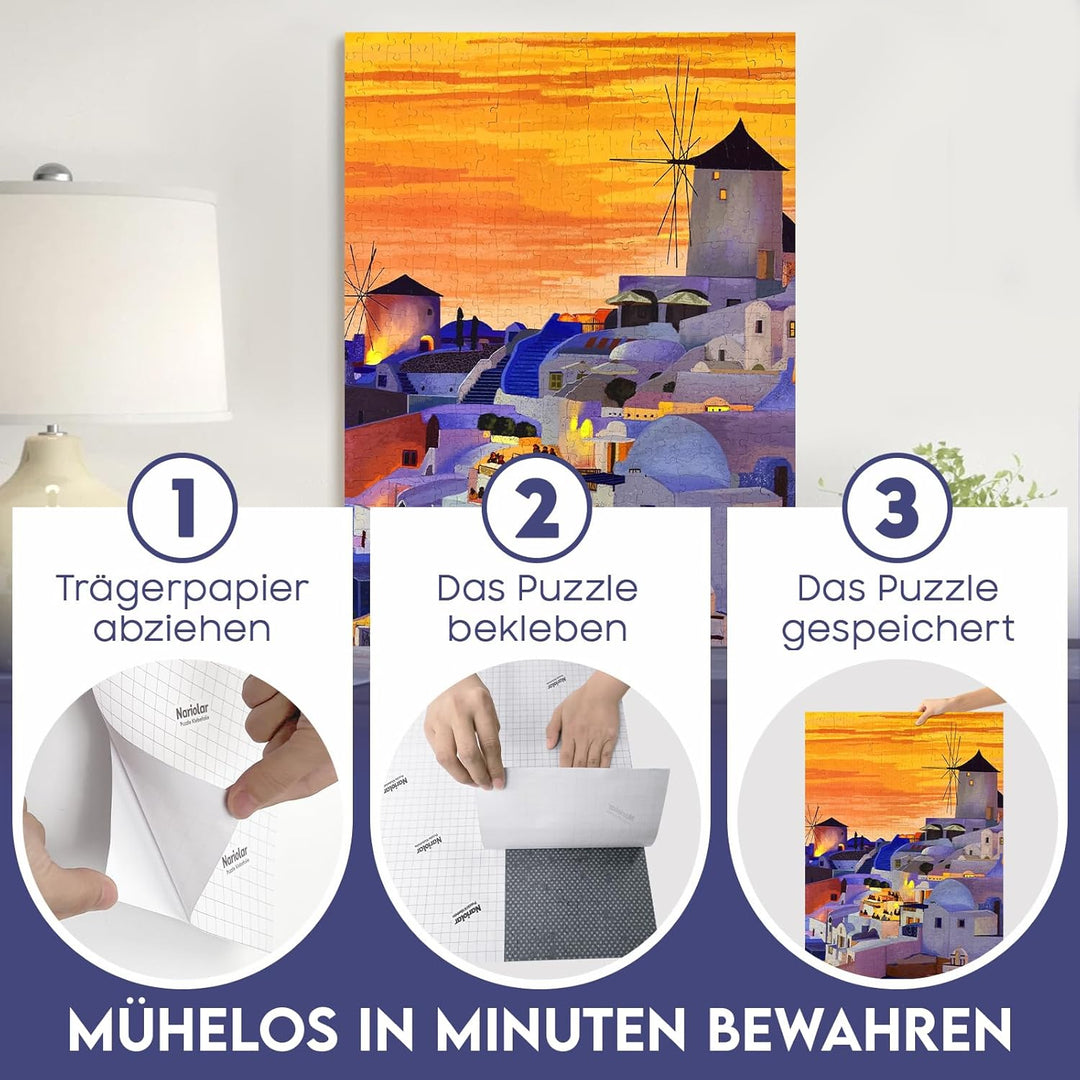 Nariolar Ultra-Haftung Puzzle Klebefolie, 64 Super Puzzlekleber zum Erhalt von 8 x 1000 Teile Puzzle