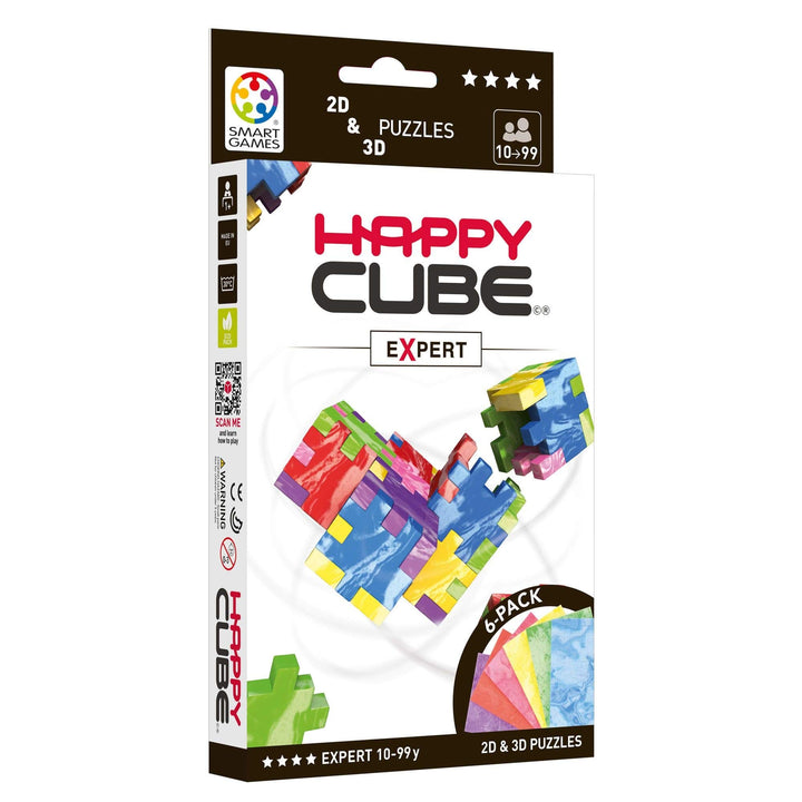 HAPPY HCE300 Expert Cardboard Box 3D Puzzle, Pack of 6, 6 Marble Colours = Blue, Green, Yellow, Fuch