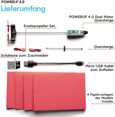 POWERUP 4.0. Smartphone gesteuertes Papierflugzeug Set der nächsten Generation. Einfache Handhabung