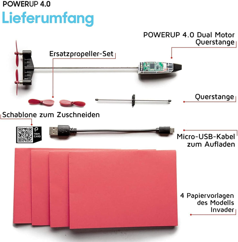 POWERUP 4.0. Smartphone gesteuertes Papierflugzeug Set der nächsten Generation. Einfache Handhabung