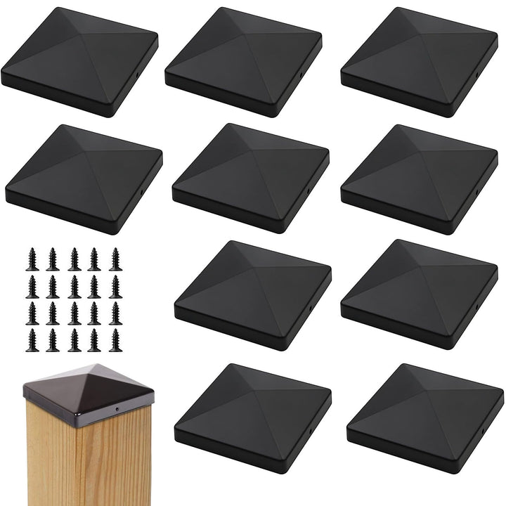 Pfostenkappen 10 Stück, 10x10cm Zaun Pfosten Kappen, Quadratische Wetterfeste Pfostenkappen, Pfosten