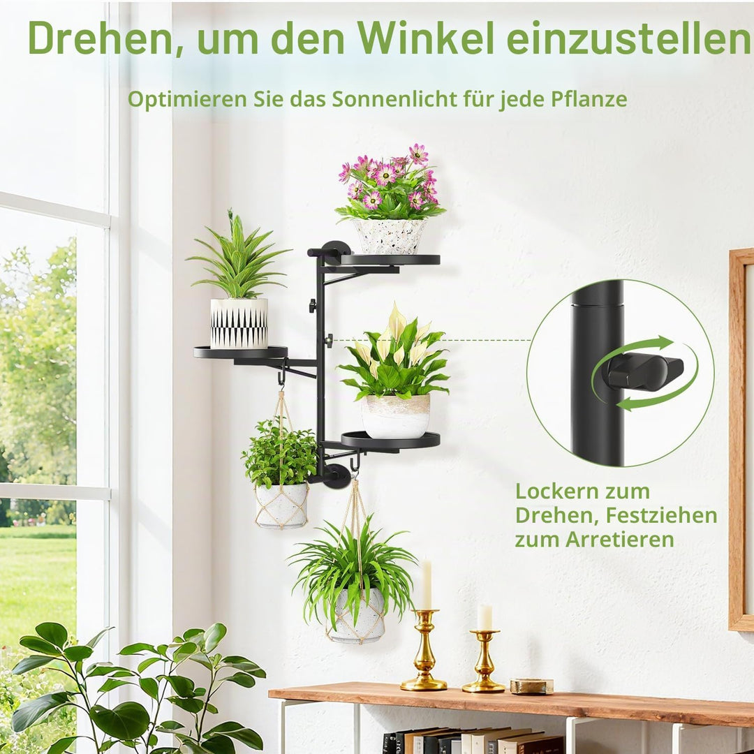 iDavosic.ly Wand Pflanzenhalter, Metall Blumenständer mit 2 Haken, Wandmontage Blumenregal für Fenst