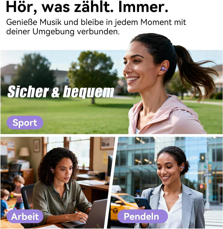Kinglucky Verbesserte Clip On Kopfhörer mit bequemem Sitz & kristallklarem Klang, 50Stunden Spielzei
