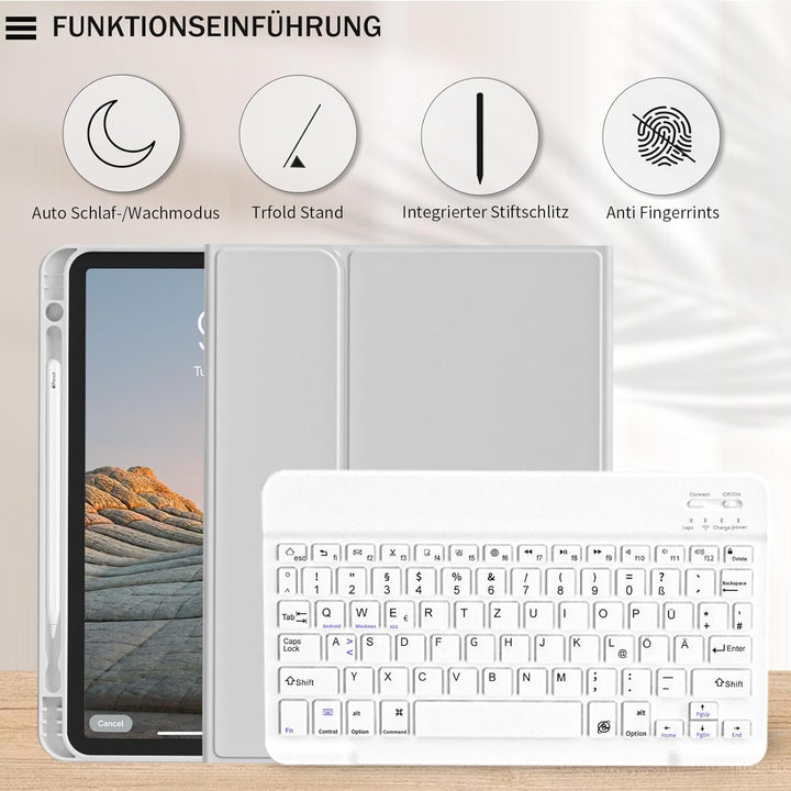 Hülle mit Tastatur für iPad Air 11 Zoll (M3/M2) 2025/2024, iPad Air 5./4. Generation mit Stifthalter
