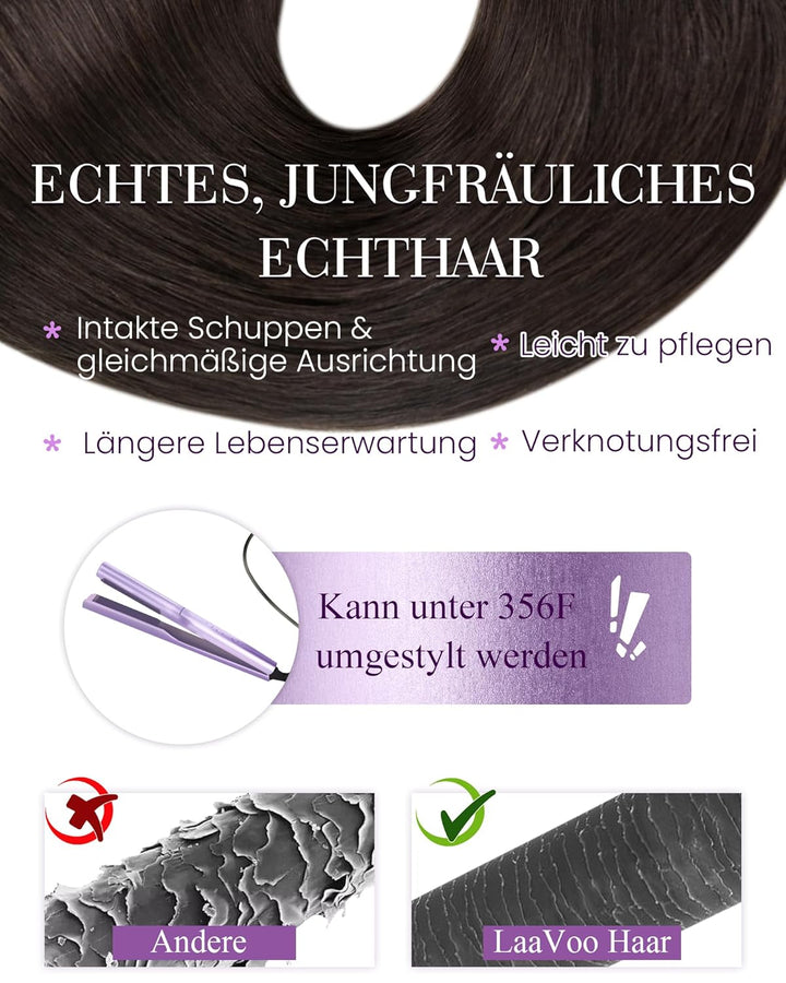 LaaVoo Extensions Echthaar Microring Braun Echthaar Extensions Micro Loop 1g/s Microring Extensions
