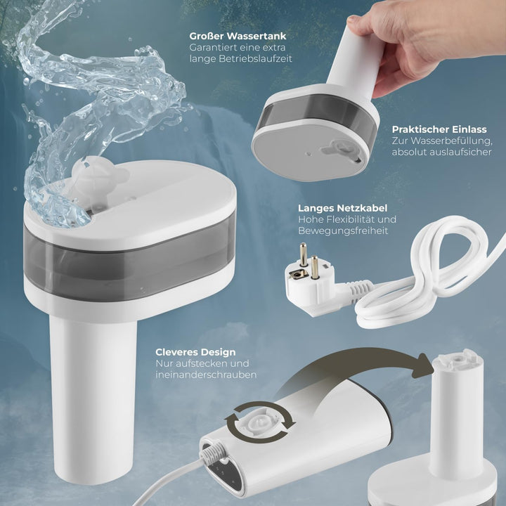 tectake® Dampfglätter, Steamer mit 4 Modi und Flaschenadapter für Reise, Hemden bügeln, Blusenbügler