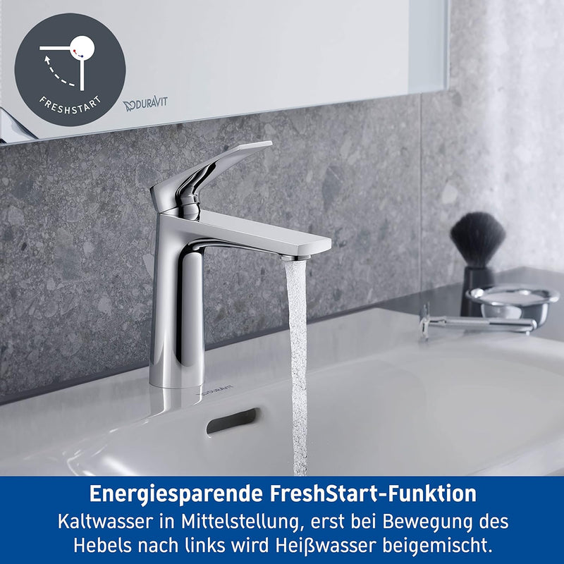 Duravit Tulum Waschtischarmatur, Grösse M (Auslauf Höhe 122 mm), Wasserhahn Bad, Waschbecken Armatur