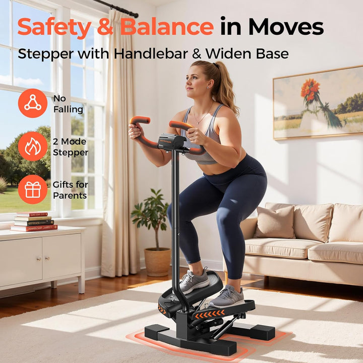 Sportsroyals Exercise Stair Stepper für Zuhause – Up-Down Swing Stepper mit Power Ropes for Bein/Arm