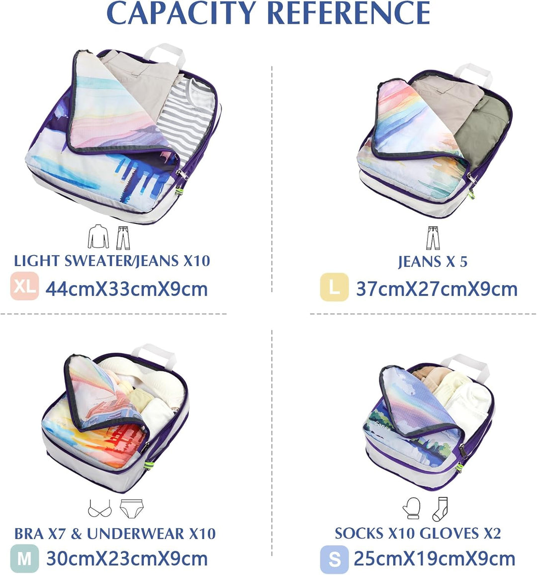 Gonex Compression Packing Cubes 4er Set, Gonex Kleidertaschen 4-teilig Verpackungswürfel, Kleidertas