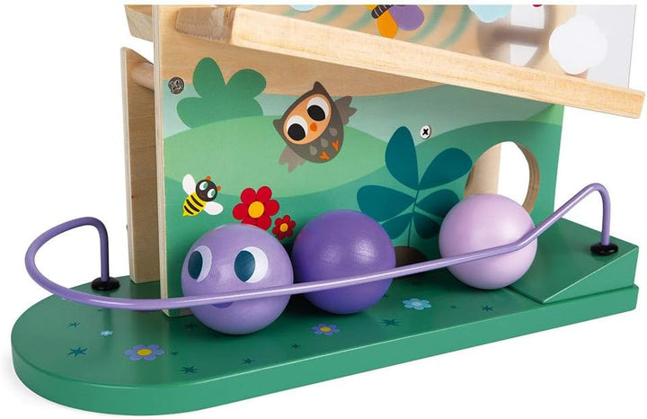 Janod - Wooden Caterpillar Ball Track - Toddler Manipulation and Dexterity Toy - For children from t