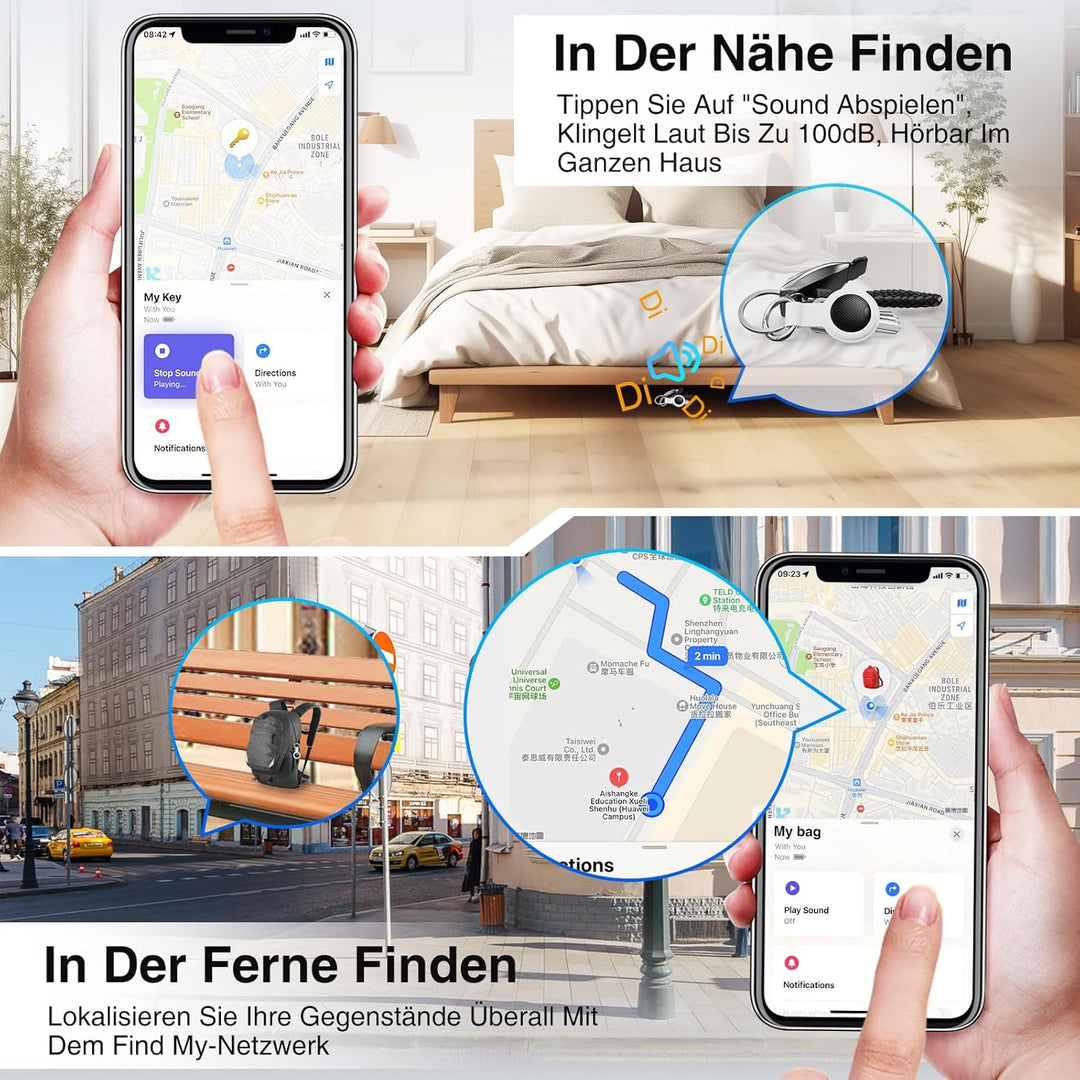 Smart GPS Tracker - 2er Pack Air Tracker Tag mit Apple Wo ist? (iOS NUR) mit Schutzhülle, Wasserdich