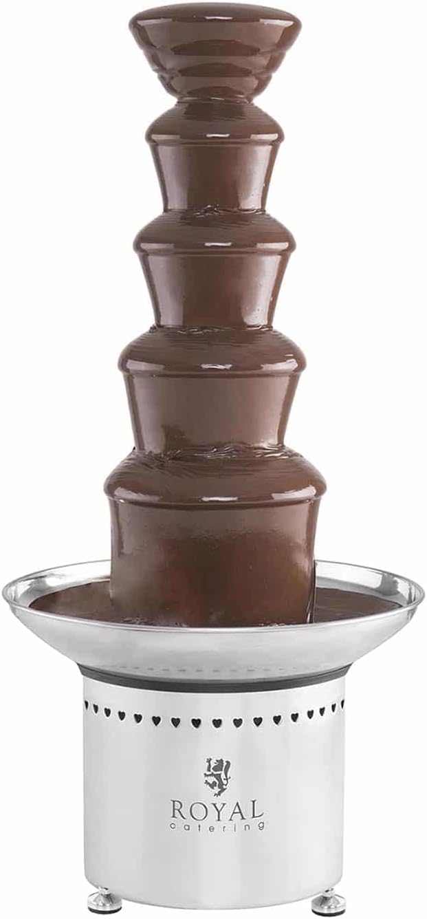 Royal Catering RCCF-65W4 Schokobrunnen Edelstahl Schokofondue Schokoladenbrunnen (6, kg, 5 Etagen, 2