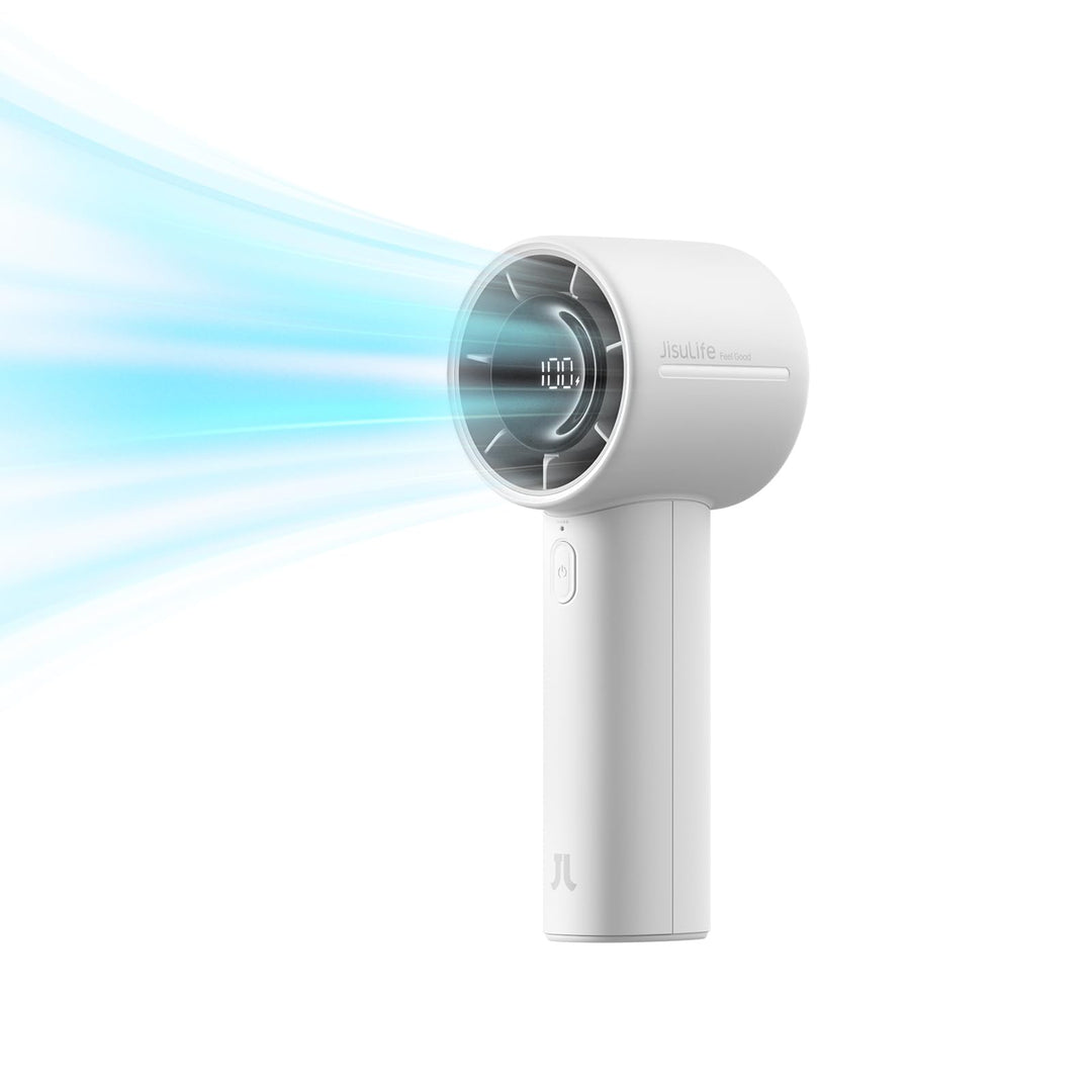 JISULIFE Handventilator Mini, 5000 mAh Handventilator Akku Aufladbar, Kühlung bis zu 28 Stunden, 5 G