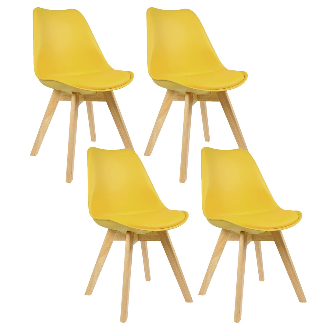 WOLTU 4er Set Esszimmerstühle Küchenstuhl Design Stuhl Esszimmerstuhl Kunstleder Holz Gelb BH29gb-4