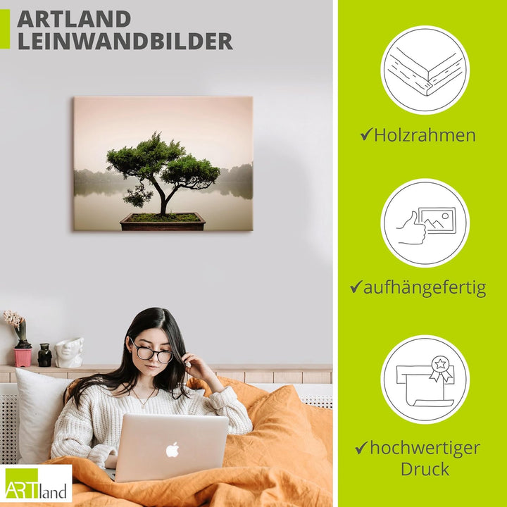 ARTland Leinwandbilder Wandbild Bild auf Leinwand 80x60 cm Botanik Bäume Fotografie Grün Chinesische