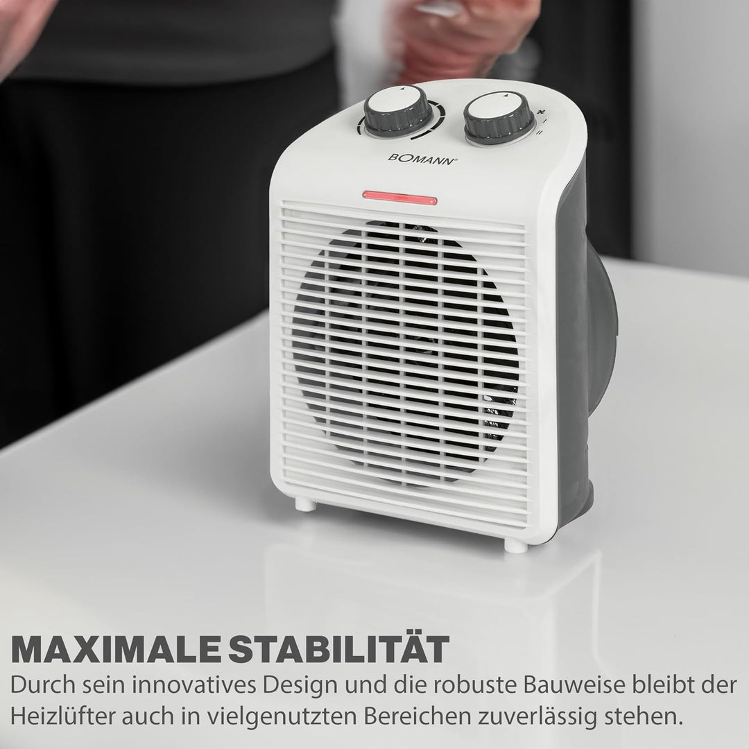 Bomann® mobiler & kompakter Heizlüfter | Heizlüfter 2000W & 1000W | Heizkörper mit Ventilatorfunktio