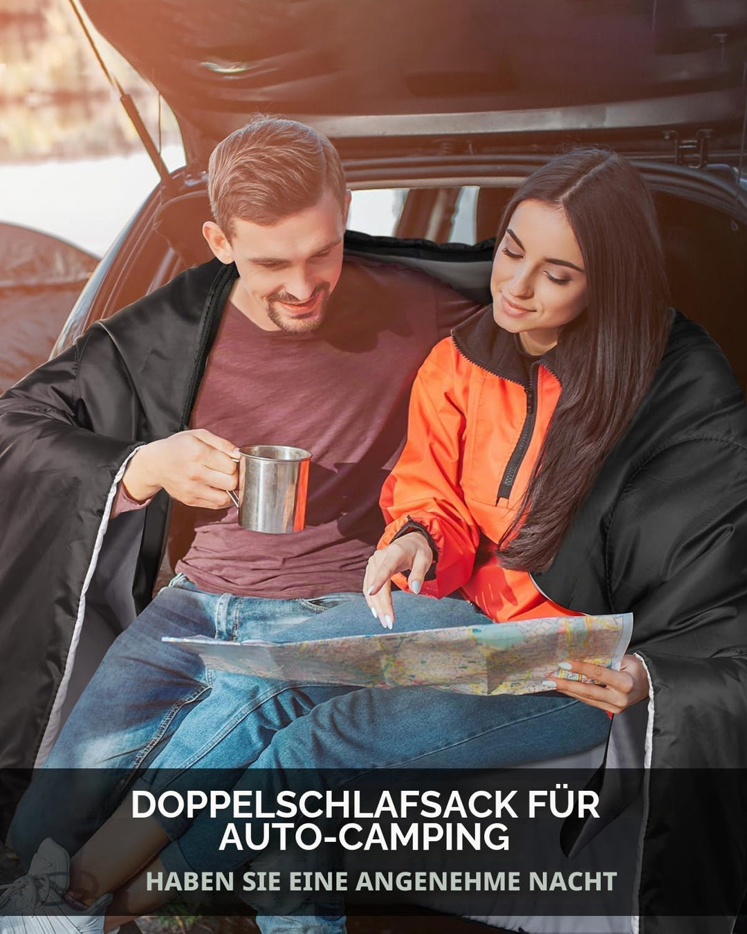 Ohuhu Schlafsack Outdoor Sommer Doppelschlafsack 220x150cm Erwachsene Deckenschlafsack 2.75kg mit 2