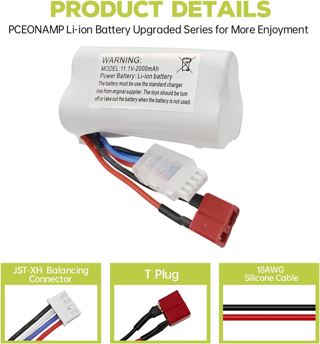 ZYGY 2PCS 11.1V 2000mAh T Plug Lithium Batterie für 210E 200E R608 2104 Brushless High Speed Wasse