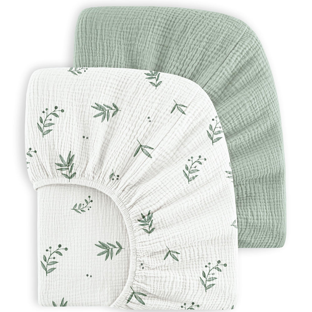 Bearmoss 2er Set Kinder Spannbettlaken,Musselin-Bettlaken 100% Baumwolle Baby-Bettlaken 60x120cm/140