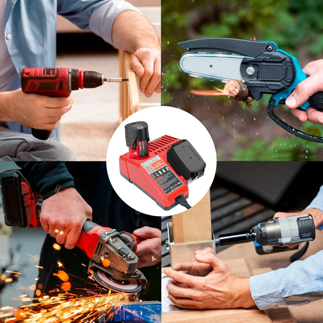 M12 & M18 Ladegerät Kompatibel mit Milwaukee akku, Dual Port Lithium-Akkuladegerät,Schnellladegerät