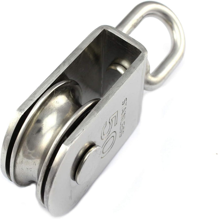 Block mit Edelstahlrolle 50mm drehbarem Wirbel V2A Sinterbronze Buchse