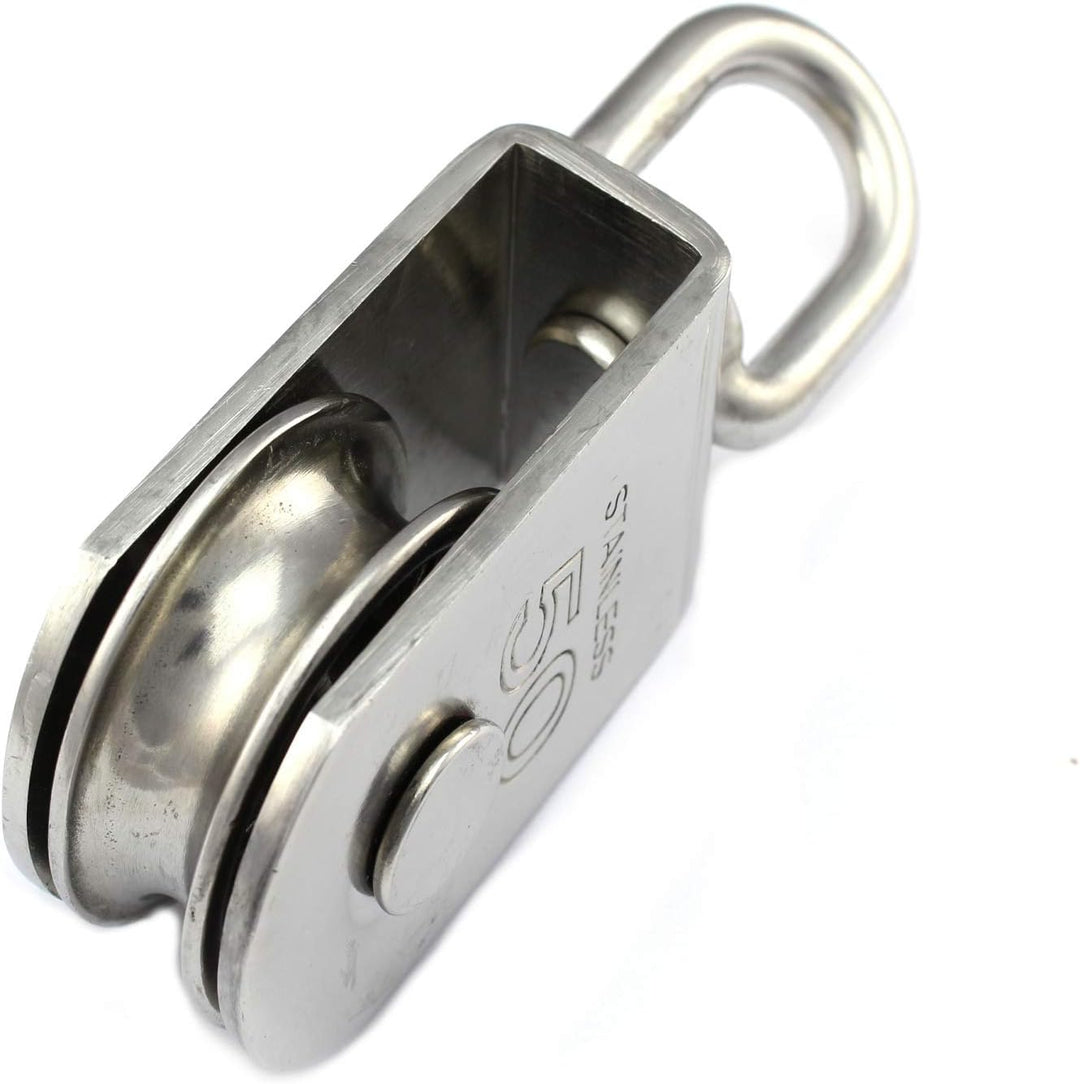 Block mit Edelstahlrolle 50mm drehbarem Wirbel V2A Sinterbronze Buchse