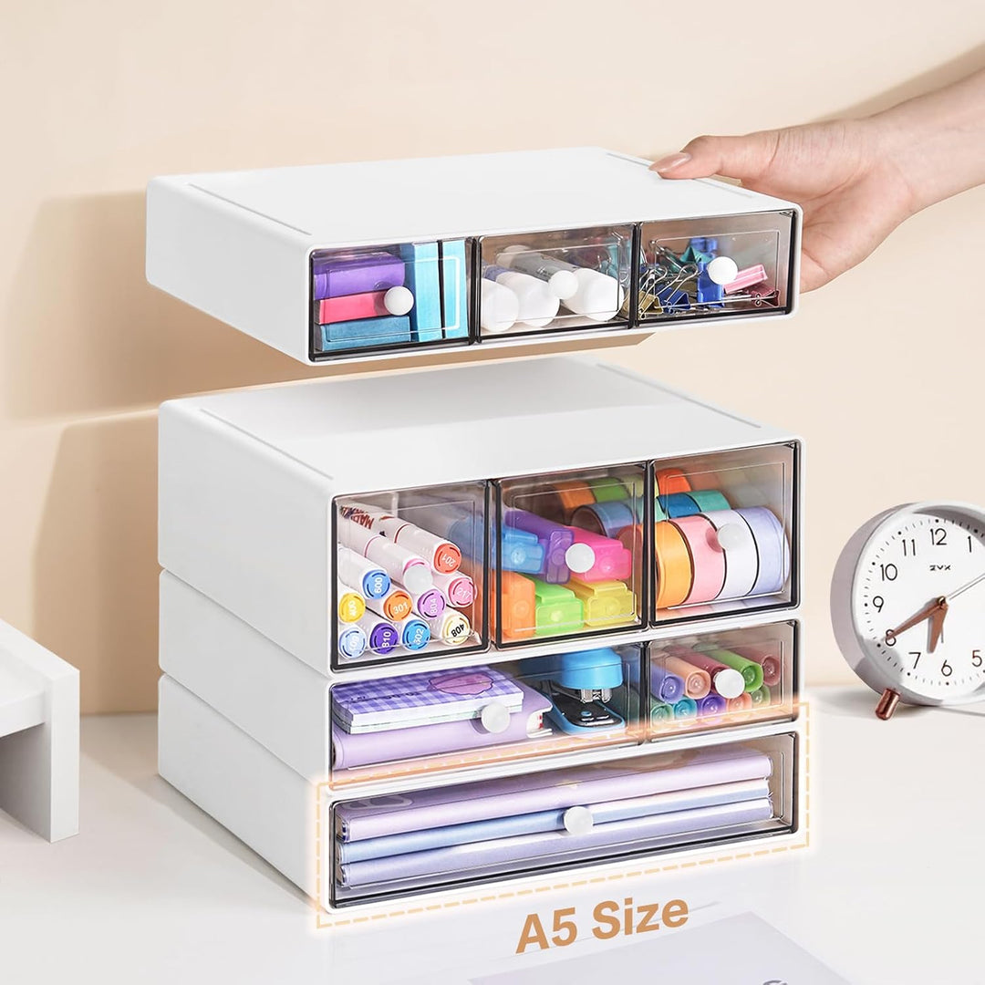 Desk Aufbewahrungsbox mit 9 Schubladen, ToyaJeco 4 Lagen Stapelbare Desktop Craft Storage-Schubladen