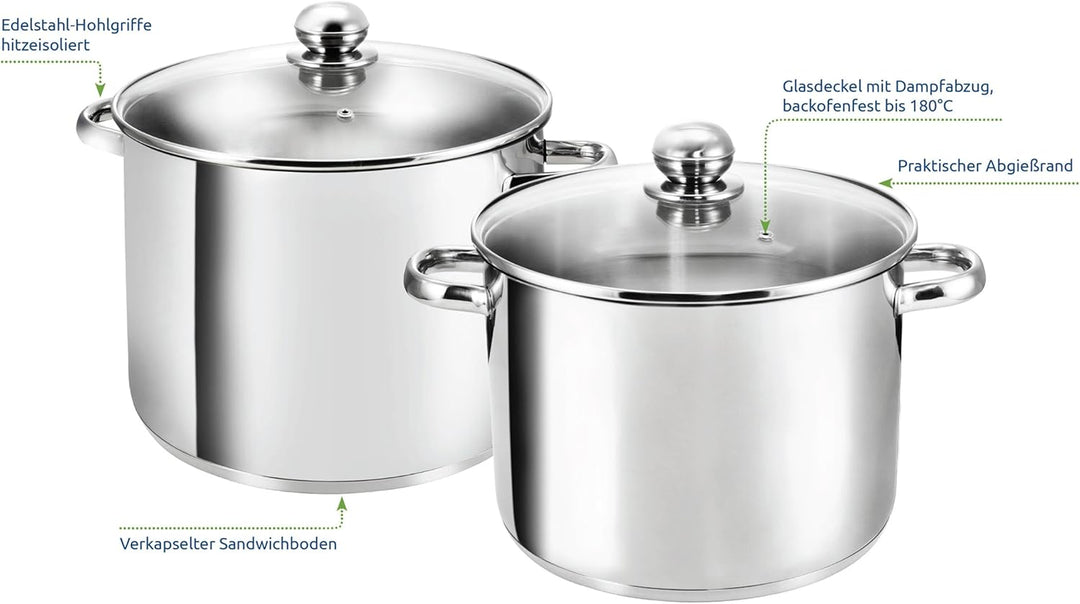 Kopf XXL Induktion Kochtopf Grandis, Ø 26 cm, Höhe 19 cm, 10 Liter, aus Edelstahl, 10 Liter