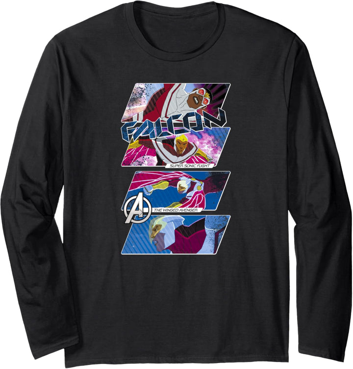 Marvel Falcon The Winged Avenger Comic Panels Langarmshirt