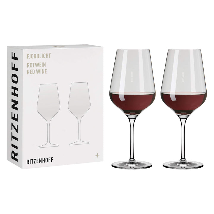 RITZENHOFF 3631002 Rotweinglas 500 ml – Serie Fjordlicht Nr. 2 – 2 Stück mit Farbverlauf Grey – Made