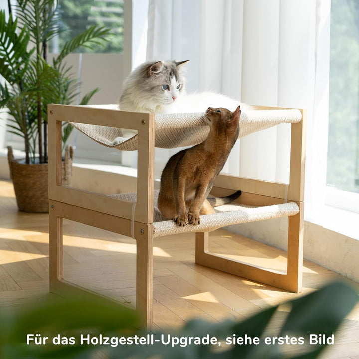 FUKUMARU Katzenbett und Hundebett Erhöht, Gross und Atmungsaktiv, aus Hochwertigem Birkensperrholz,