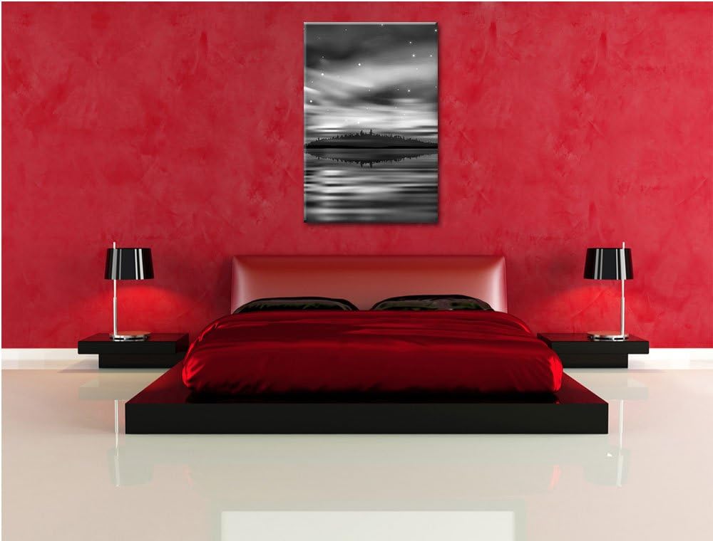 Pixxprint Monocrome, Finnische Polarlichter, Format: 100x70 auf Leinwand, 100x70