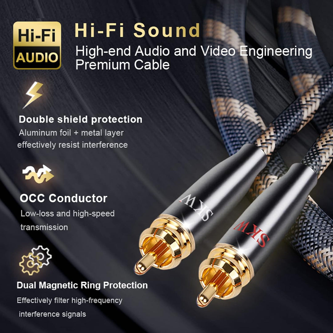 SKW Upgrad Audiophiles Cinch Audio Kabel, 2RCA Stecker zu 2RCA Stecker HiFi System Converter Adapter